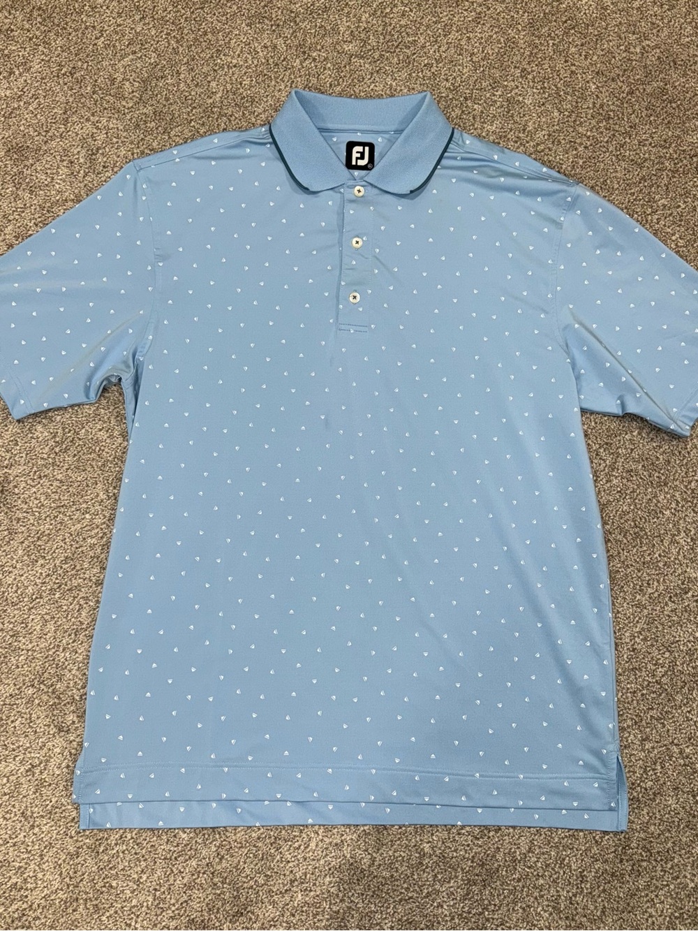 FootJoy Men's Sky Blue Mini-Print Golf Polo